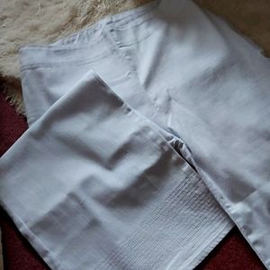 Wide leg White 3/4 length denim pants